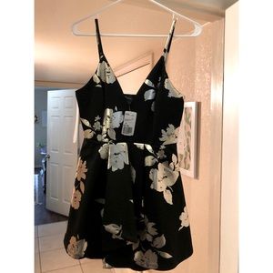 Black and gold floral romper
